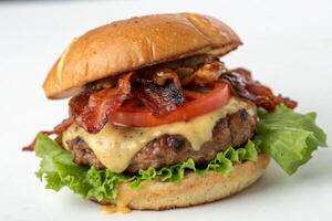 Delicious Bacon Cheeseburger with Melted Cheese photo