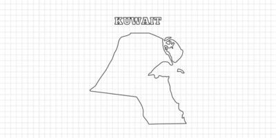Kuwait map travel with outline simple drawing version Illustration vector