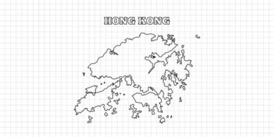 Hong Kong map travel with outline simple drawing version Illustration vector