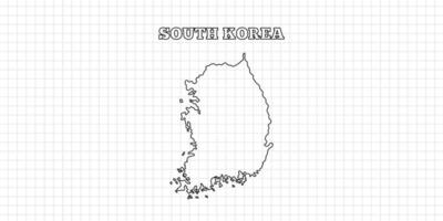 South Korea map travel with outline simple drawing version Illustration vector
