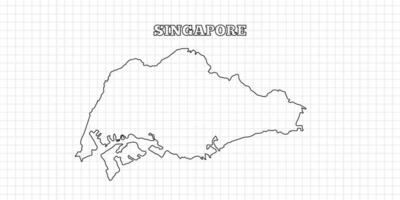 Singapore map travel with outline simple drawing version Illustration vector
