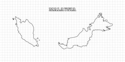 Malaysia map travel with outline simple drawing version Illustration vector