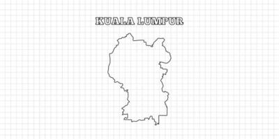 Kuala lumpur map travel with outline simple drawing version Illustration vector