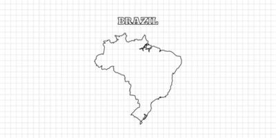 Brazil map travel with outline simple drawing version Illustration vector
