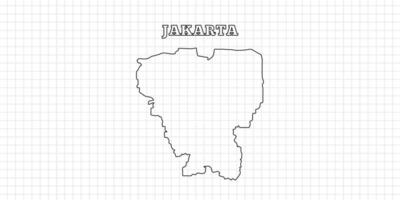 Jakarta map travel with outline simple drawing version Illustration vector