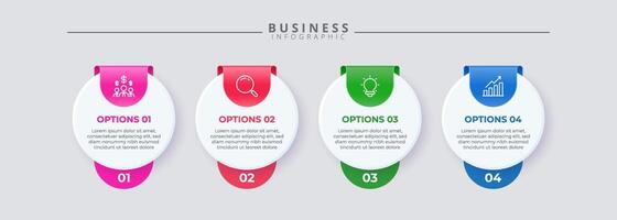 Minimalist timeline infographic template with four steps. Clean and simple design for business presentations vector