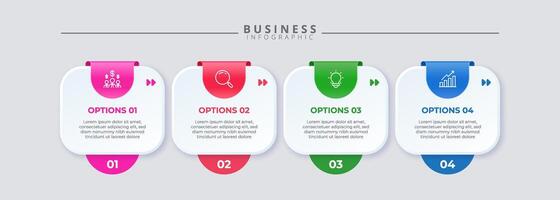 Minimalist timeline infographic template with four steps. Clean and simple design vector