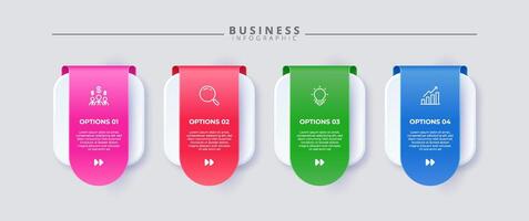 Minimalist timeline infographic template with four steps. Clean and simple design for business presentations, workflow charts vector