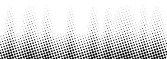 Black and white halftone dot pattern creating a classic halftone effect. Monochrome dotted texture for backgrounds, shading, and retro style designs. vector