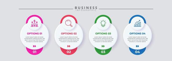 Minimalist timeline infographic template with four steps. Clean and simple design for business presentations, workflow charts, and strategic planning. vector