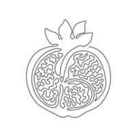Minimalistic continuous line pomegranate for the logo and designs. Pomegranate in one line art style. vector