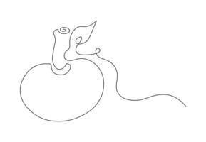 Minimalistic continuous line apple with leaf for the logo and designs. Apple in one line art style. vector