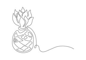 Minimalistic continuous line pineapple for the logo and designs. Pineapple in one line art style. vector