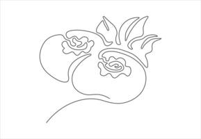 Minimalistic continuous line art of two blueberries with leaves for the logo and designs. Blueberry in one line art style. vector