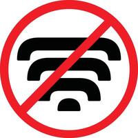 No Wi-Fi, icon with a red prohibition sign. Perfect for offline zones, digital detox, and connectivity issues. Simple design on a light background vector