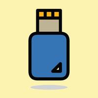 A colorful and simple flat illustration of a USB flash drive. Bright minimalistic design ideal for concepts of digital storage, technology, and portable data solutions. vector