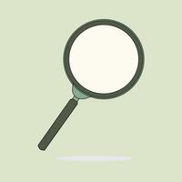 Digital illustration depicting a magnifying glass on a plain pastel green background, representing concepts like exploration, observation, and investigation with an understated and clean minimalist vector