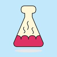 Colorful Science Flask with Red Liquid on Blue Background vector