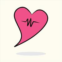 Simple Pink Heart With Cardiogram Line Symbol on Light Background vector