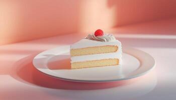 Carrot cake sweet snack layered cake with white cream on plate photo