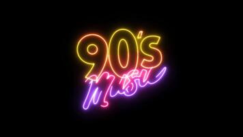Neon sign animation with 1990 music text is perfect for retro themed music events, social media posts, nostalgia promotions and intros. Bright 1990 neon text with retro lighting video