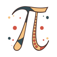 Whimsical Abstract Pi Symbol on Light Background with Retro Dots Bold Lines Illustration png