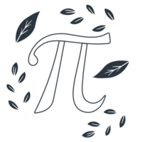Stylized Pi Symbol with Botanical Elements on Dark Background Mathematical and Nature Inspired Illustration png