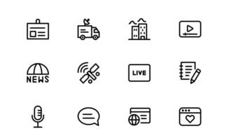 Minimalist Mass Media Icon set collection for News Outlets, Media Campaigns, and Broadcasting Design vector