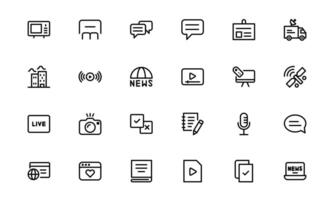 Minimalist Mass Media Icon set bundle. Perfect for News Outlets, Media Campaigns, and Broadcasting Systems vector