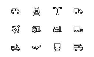 Comprehensive Transport Icons collection. Editable, Minimalist Line Icons for Shipping, Logistics, Transport, and Travel Projects. vector