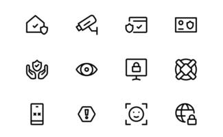 Premium Security Icons set. Vectors for Surveillance, Protection, Alarm Systems, and Cybersecurity Projects.
