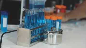 A laboratory with test tubes and other items video