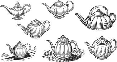 A set of different teapots and pots vector