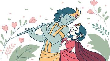 Radha and krishna in love vector