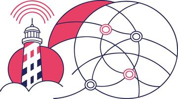 A lighthouse with a network symbol on it vector