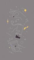Coffee bean and grinder take away cup symbols drawing in modern linear art style vector