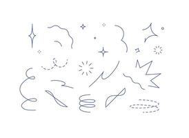 Star line doodle design elements drawing with blue on white background vector