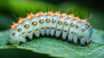 Green caterpillar leaf nature macro insect wildlife photo