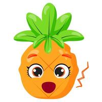 Surprised pineapple character with wide eyes and an open mouth vector