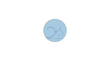 Air elemental symbol with curved wind patterns 2D cartoon round sticker animation. Breathing, swirling breeze, natural force animated flat colorful circular element 4K isolated on white video