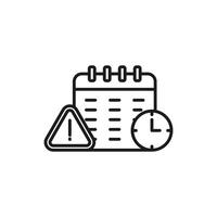 icon deadline. Calendar with a warning sign and a clock suitable for blogs, articles, social media posts, presentations on time management and deadlines. vector