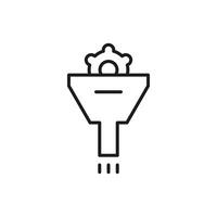 icon filter. Funnel with a gear, ideal for business and technology concepts, industrial automation, process optimization visuals, mechanical engineering infographics. vector