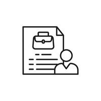 work experience portfolio icon. Candidate next to resume and briefcase, professional job interview concept. Business, recruitment, job, career development, HR, work related projects. vector