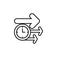icon timeline. Clock with arrows pointing to the right, ideal for conveying concepts like progress, direction, time, strategy, and business advancement. vector