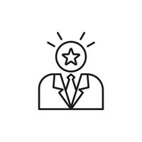 icon manager. Line drawing of a businessman with a star in his head. Suitable for business concepts, creativity, leadership, success, and innovation. vector