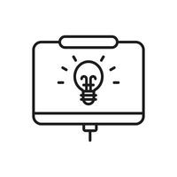 Presentation slide featuring a lightbulb on a computer monitor. Ideal for business presentations, creative brainstorming concepts, and technology themes. vector