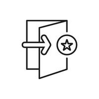 icon priority. Open door with an arrow pointing to a star, conveying motivation, success, and opportunity. Perfect for business presentations, goalsetting graphics, inspirational designs. vector