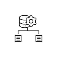 Database gear icon connected to files concept. Perfect for technology, data management, cloud storage, digital security graphics or presentations. vector
