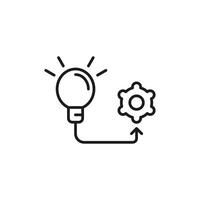 Innovation concept with light bulb, gear, and arrow symbolizing connection and progress. Ideal for tech, engineering, creative thinking visuals. vector