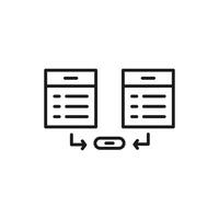 Data visualization of databases exchanging information. Suitable for technology articles, presentations, and online courses on data management and integration. vector